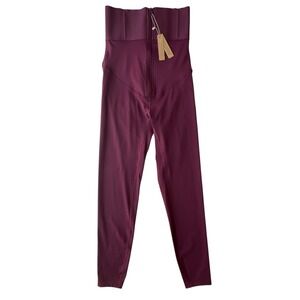 SHAPELLX Leggings High Waist Body Shaping Womens S Dark Red Compression Pant NEW